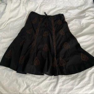 Sundance LARGE Maxi Skirt Embroidered Brown 100% Cotton Bohemian A Line